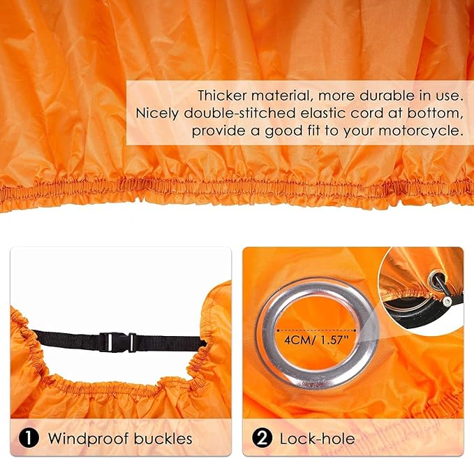 Favoto Motorcycle Cover 96.5 inch Length Outdoor Protection + Favoto Bike Chain Lock 5 Digit Combination Anti-Theft Bicycle Lock