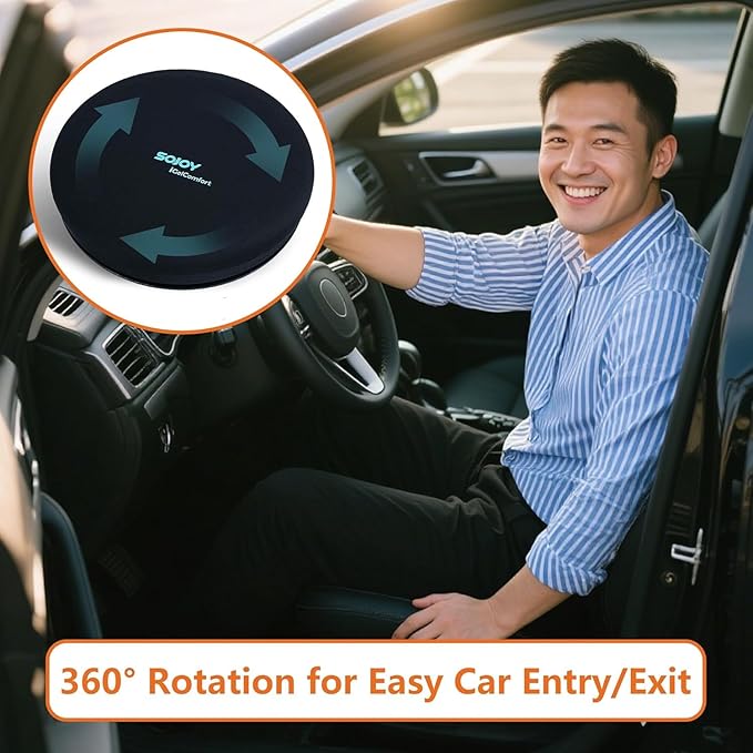Sojoy iGelComfort Deluxe Gel Swivel Seat Cushion with Supportive Memory Foam 360 Degrees Rotating Seat Cushion for Home,Stool Chair,Office (Black, 15.5 * 15.5 * 2.5)