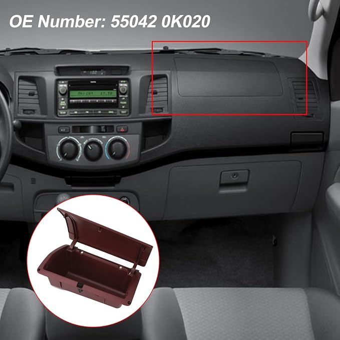 Acouto Dashboard Interior Storage Box for Vigo 20042014, Large Capacity, Material, (Red)