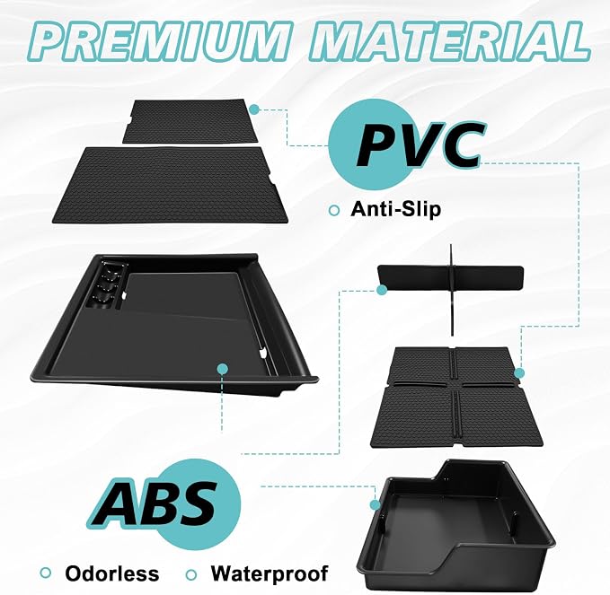 BestEvMod 2PCS Front Center Console Organizer Compatible with Chevrolet Silverado EV WT 2026 2025 2024 Pickup Armrest Storage Box Divider Trays NOT Fit ICE or RST/LT Models (Front Console)