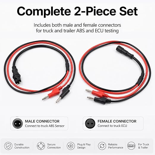 ABS Diagnostic Multimeter Cable for Heavy Duty Semi Trucks & Trailers | Male and female test leads included, No cutting or piercing factory wires, Stable connection for multimeter checks