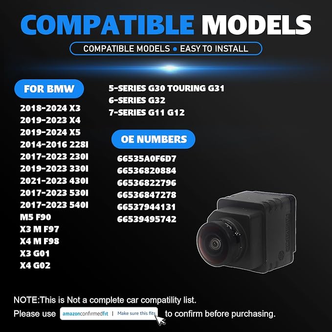 66536820884 Surround View Camera Park Assist Backup Reverse Camera for BMW M5 X3 X4 G01 G02 G11 G12 G30 G31 G32 F90 F97 Replace 66535A0F6D7 66536822796 66536847278 66537944131 66539495742