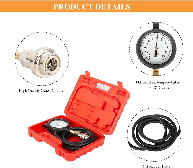 TU-32-6 Fuel Pressure Tester Kit, Fuel Pressure Tester Compatible with GM 6.6L Duramax Diesel Fuel Engines, Fuel Pressure Test Kit.