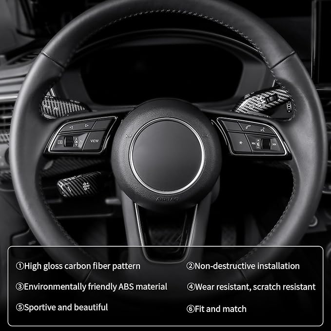 Steering Lever Cover Compatible with Audi Q5 2018-2025, Steering Wheel Column Shift Paddle Cover for Audi Q5 Sportback, Steering Wheel Shift Lever Rod Trim, NO Lane Keeping Function