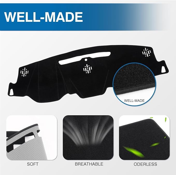KUST Black Dash Cover for 2015-2020 Chevrolet Chevy Tahoe/Suburban/GMC Yukon (Without HUD) Polyester Dashboard Cover Non-Slip Interior Accessories for Tahoe