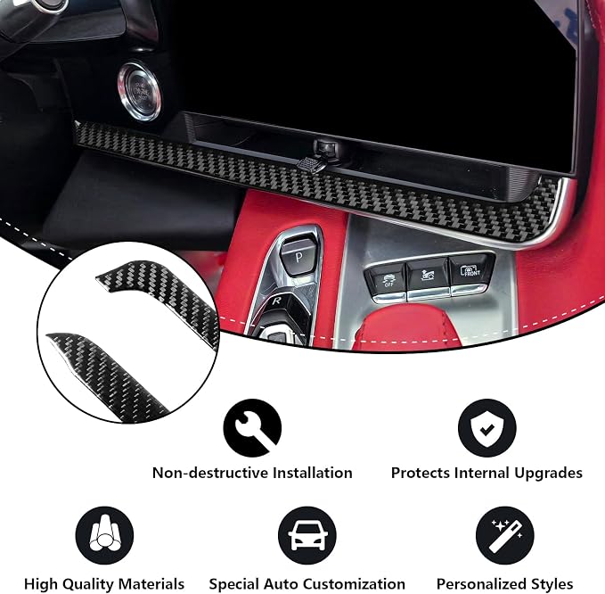 Real Carbon Fiber AC Air Vent Trim Compatible with Corvette C8 2020-2026, Interior Decor Sticker Accessories
