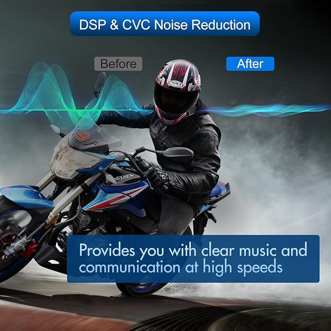 Helmet Bluetooth Headset Up to 3 Riders, TK-X2 1000m Motorcycle Bluetooth Headset Intercom with Noise Cancellation/FM Radio/Stereo Music, Universal Communication System Headphones for ATV/Ski (Pack 2)