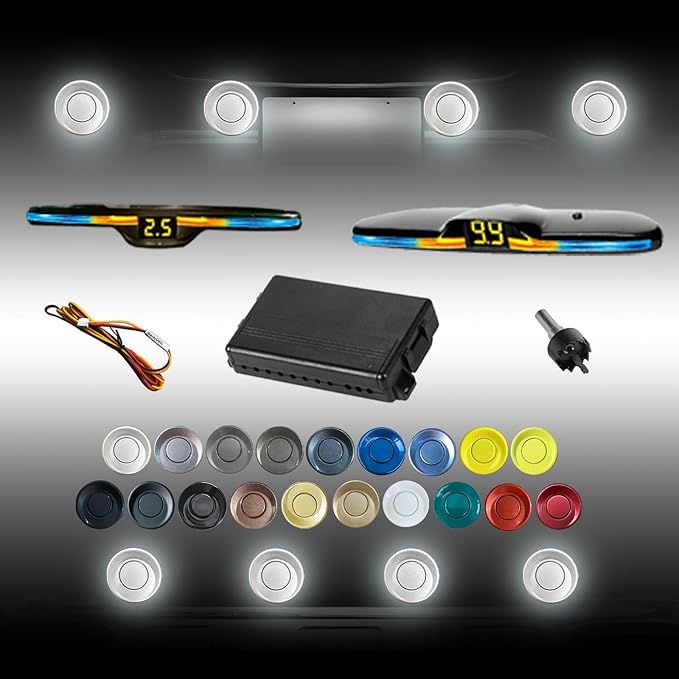 New Features Forward and Reverse Parking sensors, Option to Measure Distance in inches, bidirectional Display Option, and Customizable Digital Direction 18 Color Probes to Choose from(Silver)