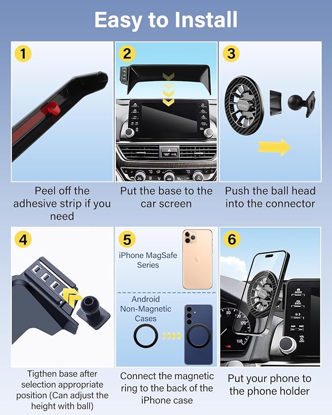 Car Phone Holder for Toyota Tundra 2022-2026/Sequoia 2023-2026 Accessories 14-Inch Screen Fixed Clip, Automobile Cradles Magnetic Phone Mount Compatible with MagSafe, Strong Magnets Cell Phone Base