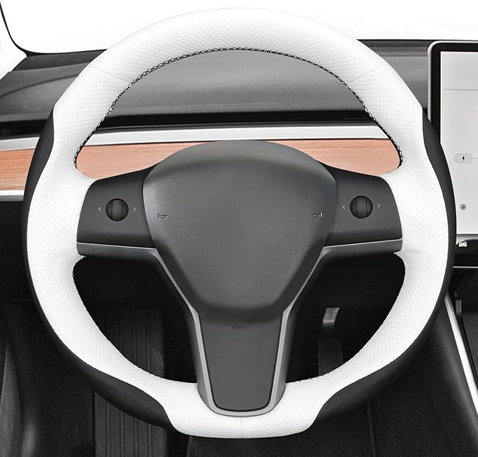 MEWANT DIY Stitching Steering Wheel Cover Wrap for Tesla Model 3 Highland 2023-2025/Model Y 2025 Highland for Tesla Model 3/Model Y Accessories(3D Style)