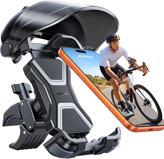 JOYROOM Bike Phone Holder Mount [Avoid Glare][Full Silicone Protection] Phone Mount for Electric Scooter Ebike Bicycle Handlebar iPhone Bike Accessories for Men Compatible Phone Under 4.7-7"