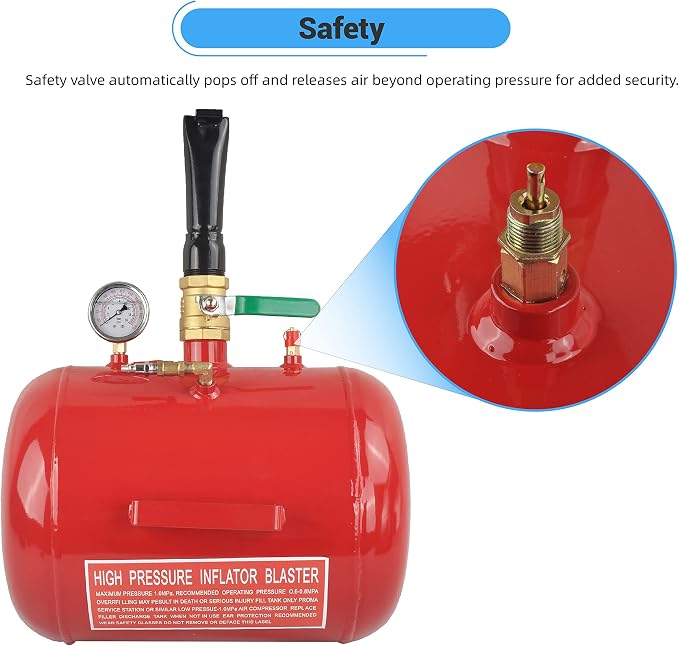 7.5 Gallon Air Tire Bead Seater 110 PSI Blaster Tool Seating Tire Inflator with Gauge by GESEXI - Car Truck ATV Tire Inflator Tank,Red