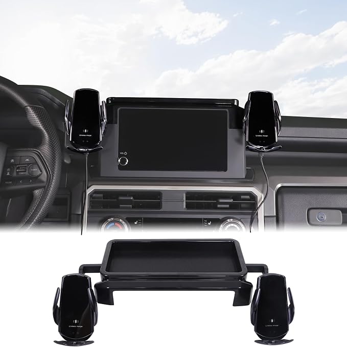 Car Center Console Dash Storage Tray With Phone Mount Compatible with Toyota Tacoma 2026 2025 2024, Dashboard Organizer Tray Mobile Phone Holder Storage Box Insert Accessories, Only Fit 8-inch Screen