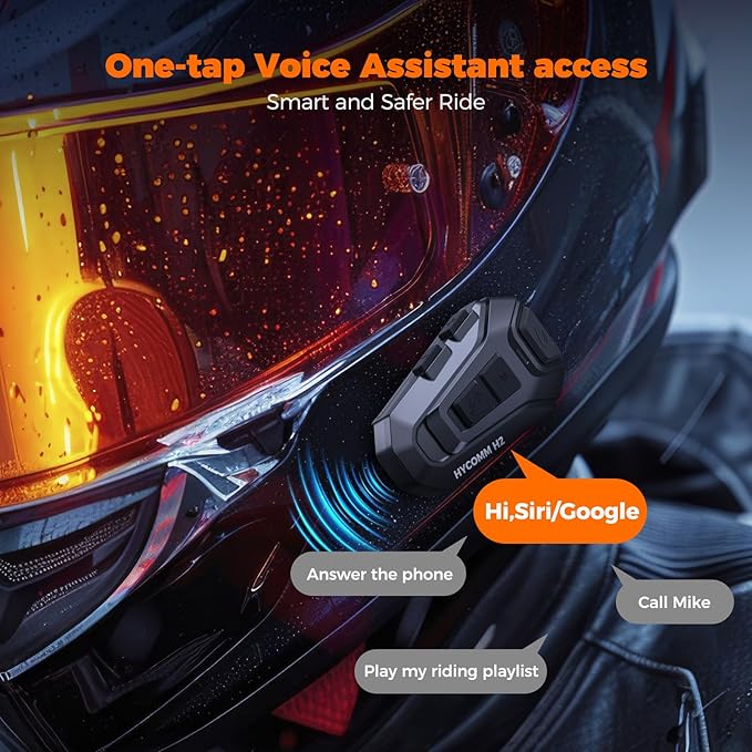H2 Motorcycle Bluetooth Headset, 2-Way Helmet Intercom with One-Click Pairing, 35H Battery & IP67 Waterproof, DSP CVC Noise Canceling Speakers, Voice Assistant, FM Radio (2 Pack)