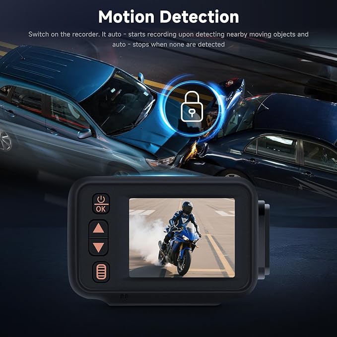 METEESER Motorcycle Front and Rear Dash Cam,2inch Touch Screen,1080P Motorbike Camera DVR Dashcam,G-Sensor,GPS,Loop Recording,DVR Waterproof,Wide Angle,Bluetooth5.0,32G TF,Dual Lens,Parking Monitor