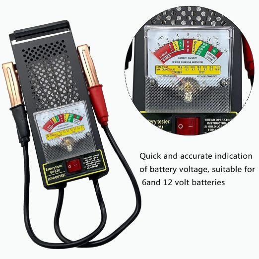 Battery Load Tester, Car Battery Load Tester 6V 12V Battery Alternator Tester with Voltmeter and Alligator Clips for All Batteries Car, RVs, Motorcycles, ATV, Boats