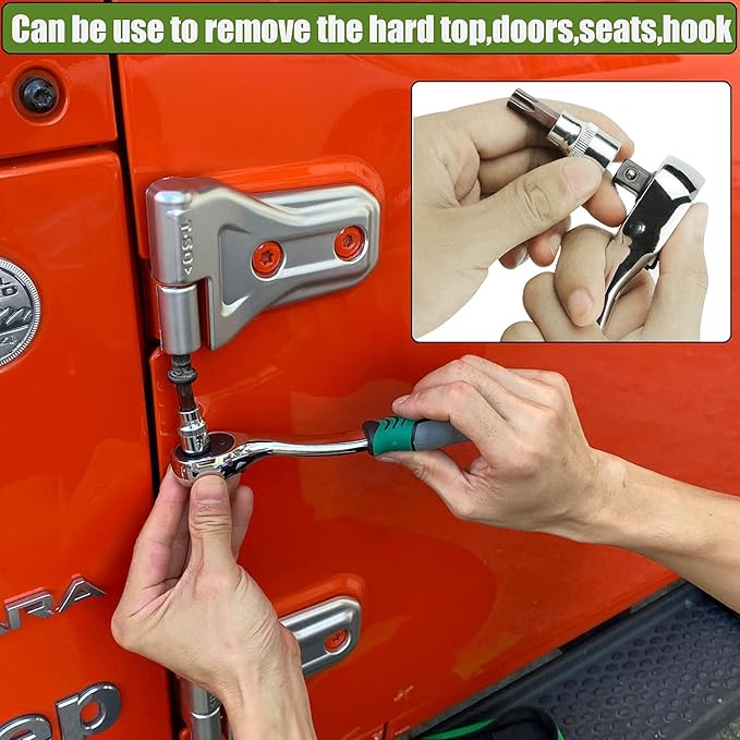 Bentolin Hard Top Door Removal Torx Set Jeep Tool Kit Replace 82214166AB 68361574AB Compatible for Wrangler JL JK & Gladiator Rubicon Sahara 2-4 Doors 2007-2020 Soft Top (Green)