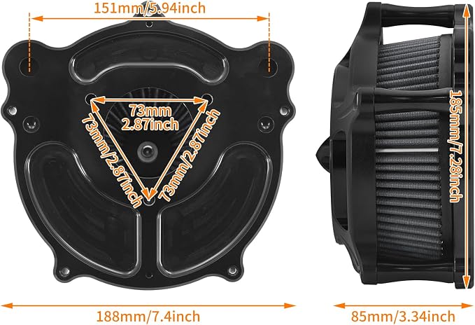 Air Cleaner Filter Aluminum Fit for Harley Touring Road King Street Glide Softail Sportster Dyna (Black Housing Grey Element, C For Touring 08-16,Softail 16-17,Trike 08-16)
