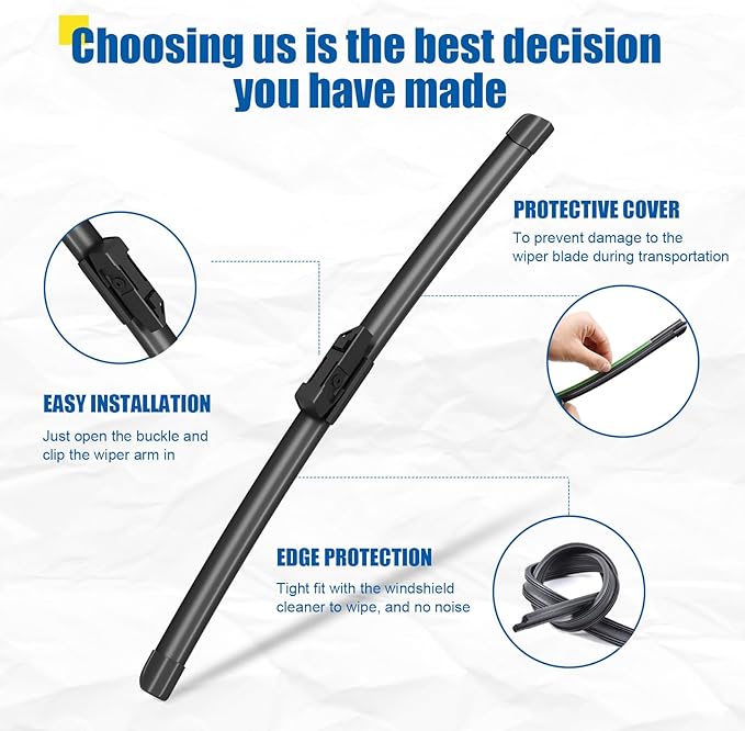 Quality All-Season Premium Windshield Wiper Blade Replacement For Honda Civic Coupe 2-Door 2005-2011, Easy For Installation Top Lock 28"+24"(pack of 2)