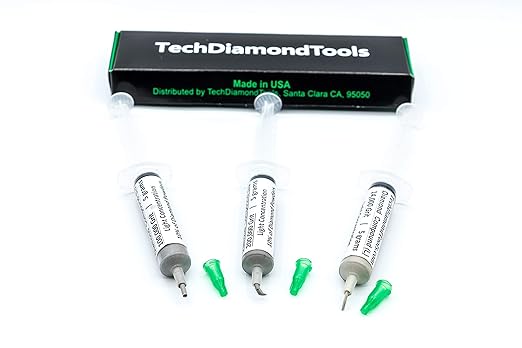 TechDiamondTools Kit of 3 Diamond Polishing Compound Polishing Paste USA Made 14000 100000 200000 Grit for Marble Glass Metal Rock Jewelry Resin Silver Gemstone with 10% of Diamond Powder