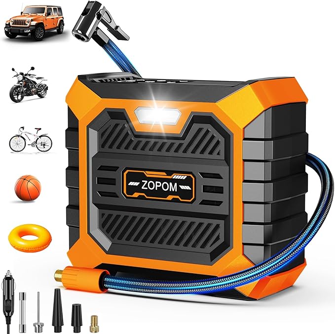 ZOPOM Tire Inflator Portable Air Compressor DC 12V Air Compressor (Orange)