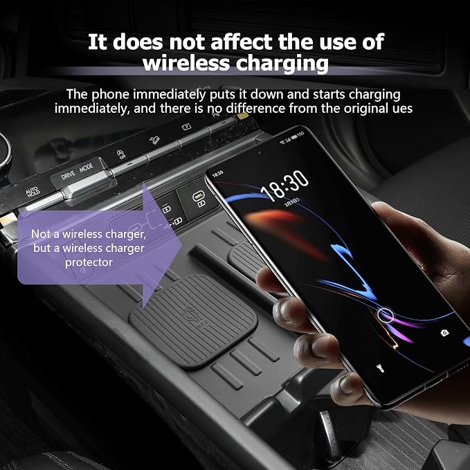 LUWU 2026 Santa Fe Wireless Charging Anti-Slip Mat Compatible with 2024 2025 2026 Santa Fe Accessories Silicone Protective Pad Liner Protective Pad Center Console Phone Charger Liner Mat Black
