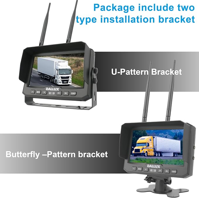DALLUX Digital Wireless Backup Camera,7 inch DVR Monitor for Heavy Vehicle/5th Wheel Pickup/Truck/Trailer/Bus/Van/RV Camper/Agriculture with 1080P Stable Signal IP69K Reverse Rearview/Front Camera