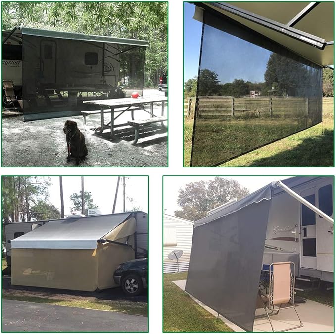 Leaveshade RV Awning Sun Shade Screen 7' X 15' 3'' (Fit for 16' Awning)- Mesh Sunshade for RV Awning Sunscreen Block UV Glare Motorhome Camper Trailer Awning Shadescreen - 3 Year Warranty (Navy Blue)