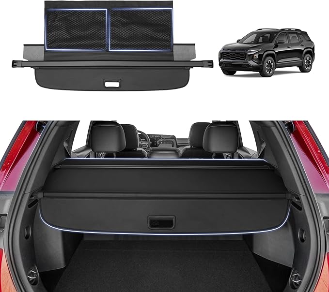 Cargo Cover for Chevy Equinox 2025 2026 GMC Terrain with Extra Storage Net, Retractable Trunk Cover for Chevrolet Equinox 2025 2026 Security Shade Shield Cover No Gap Design