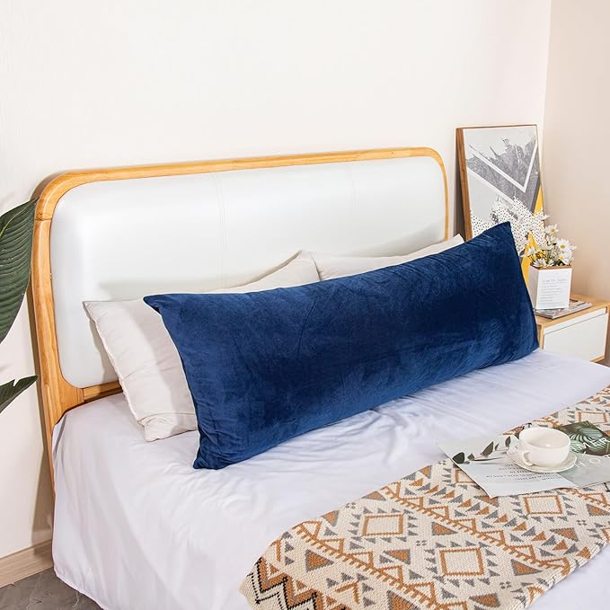 1 MIDDLE ONE Body Pillow, Memory Foam Body Pillows for Adults Sleeping, Long Pillow for Bed, Big Large Firm Full Body Pillow for Side Sleeper, 20x60 Inch (Navy Blue)