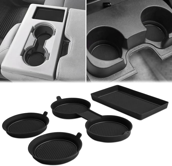 auovo Trims for Ford F150 2015-2023 & F250 F350 F450 2017-2023 (40/20/40 Jump Seat Only) 3D Cup Holder Insert Liners & Front Center Seat Headrest Organizer