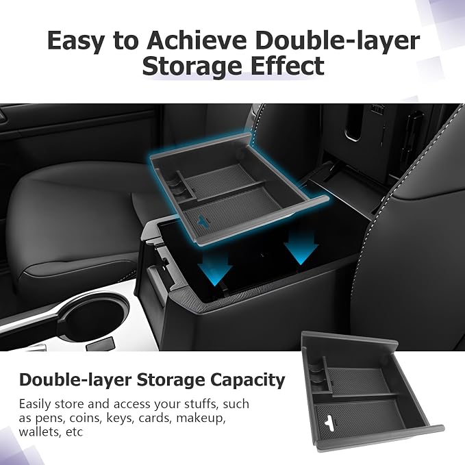 LUWU Center Console Organizer Tray Compatible with 2020-2025 2026 Kia Telluride/2010-2021 2022 2023 2024 Toyota 4Runner Accessories Armrest Console Organizer Armrest Organizer Insert Tray Black