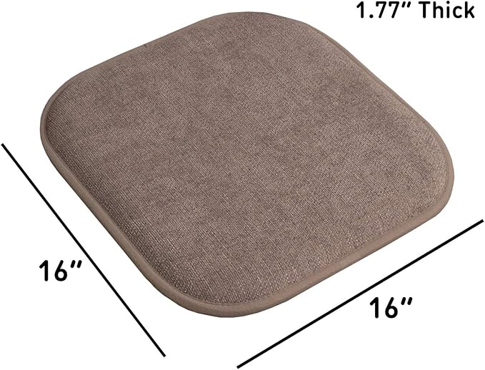 Sweet Home Collection Chair Cushion Memory Foam Pads Honeycomb Pattern Slip Non Skid Rubber Back Rounded Square 16" x 16" Seat Cover, 2 Pack, Alexis Chocolate