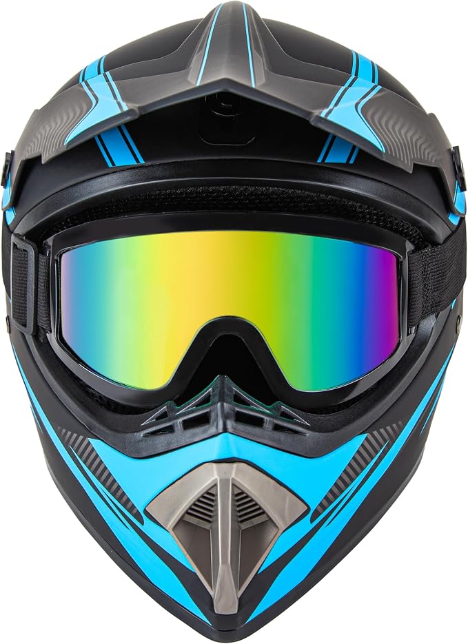 CARTMAN Adult Dirt Bike Helmets Motocross ATV Dirtbike Offroad Full Face Motorcycle Helmet, DOT Approved Matte Black and Blue