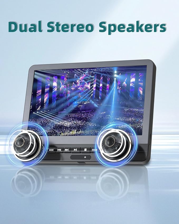 DESOBRY 12.5 Inch Dual Car DVD Player, Two 1080P HD Screens Play Different Movies Support USB/Sync TV, Region-Free for Backseat Headrest Travel Entertainment, Last Memory Function