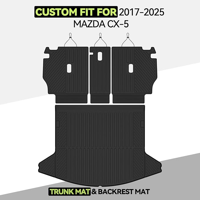 Tongama-Cargo Mat for 2017-2025 Mazda CX-5, All Weather TPE Trunk Mat and Backrest Mats Protectors for Mazda CX-5 Waterproof Interior Accessories