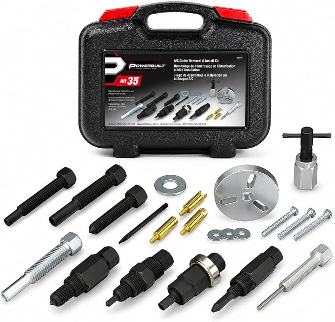 Powerbuilt A/C Air Conditioning Clutch Removal and Installation Tool Kit for Automotive Car Repair - 648747