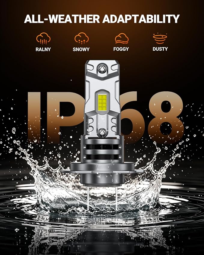 SEALIGHT H7 Light Bulb, 1:1 Real Size, 900% 44,000LM Super Bright 6500K Cool White LED Bulbs, 3Mins Easy Plug-N-Play, IP68 Waterproof, Pack of 2