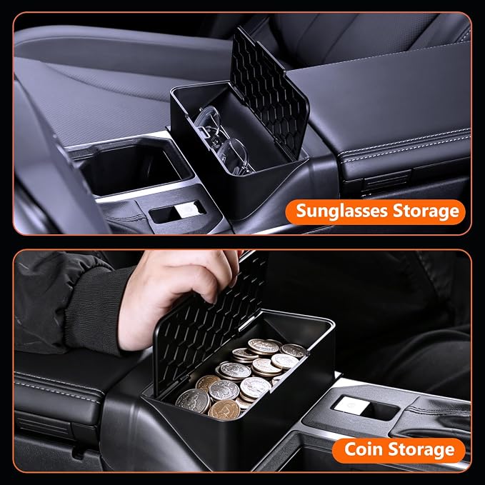 For Center Console Organizer Tray for 2026 Toyota RAV4 Hybrid&RAV4 Plug-in Hybrid with Cover Lid - [Keeps Flush with the Armrest Lid for Enhanced Driving Comfort] - Black