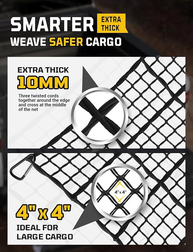 AUTOWN 2 Pack Truck Bed Cargo Net, Heavy Duty & Fine Mesh Bundle