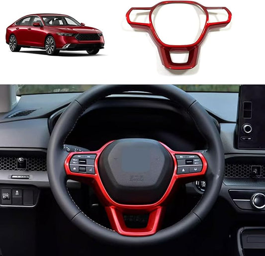 Steering Wheel Surround Frame Cover Trim Compatible with Honda Accord 2023 2024 Interior Car Accessories ABS 1PC(Red)