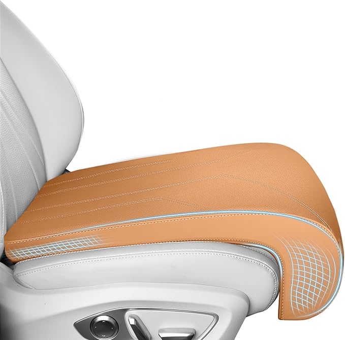 FLORICH Car Seat Extender Leg Extender Support Cushion for Driver Seats Office Chair, Leather Carseat Leg Support for Long Drivers Universal Car Seat Cushion Legs Rest Pads-Beige Brown