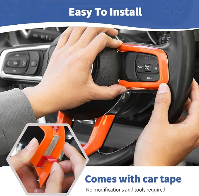 RT-TCZ for Wrangler JL Orange Interior Trim Kit for Jeep Wrangler JL JLU 2018-2023 for Gladiator JT 2020-2023 Orange Interior Accessories 23pcs