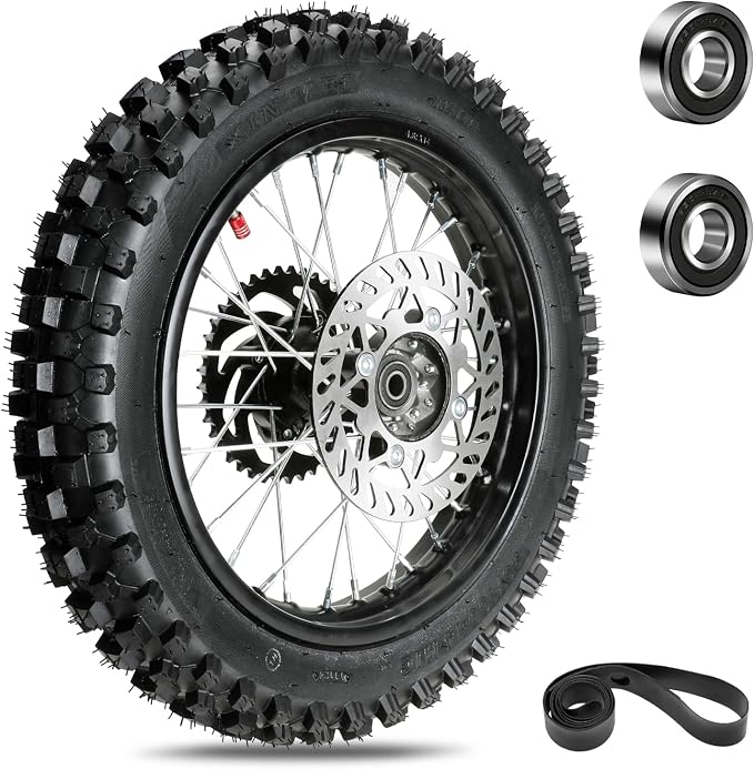 EOPOAYI 14" Wheel Rim 90/100-14 3.00-14 Rear Tire Assembly Compatible with 125cc 150cc Apollo TTR125 SSR KLX125 RM80 TaoTao DB17 Off Road Pit Dirt Bike Parts Brake Rotor 428 Chain 41T Sprocket