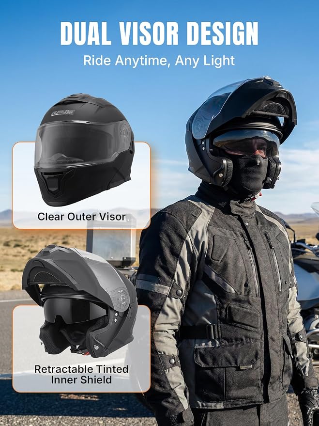 OUMURS Modular Motorcycle Helmets Full Face Flip up Street Bike Motorcycle Helmet for Unisex Adult Model 912