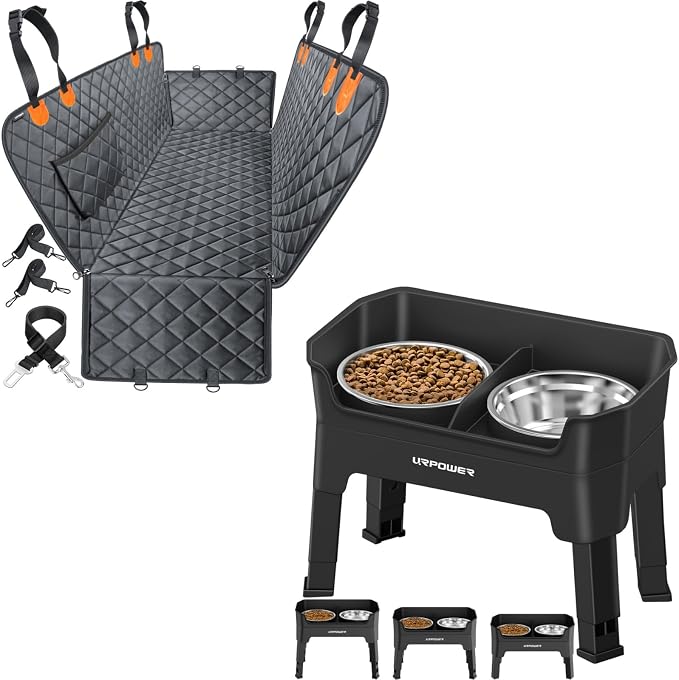 URPOWER Dog Car Seat Cover Mess Proof Dog Bowls