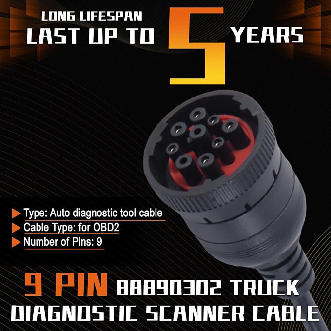 PANGOLIN 88890302 Scanner Cable 9 Pins for Volvo 88890300 Truck Diangostic Scanner Cable Truck Vehicle Spare Parts