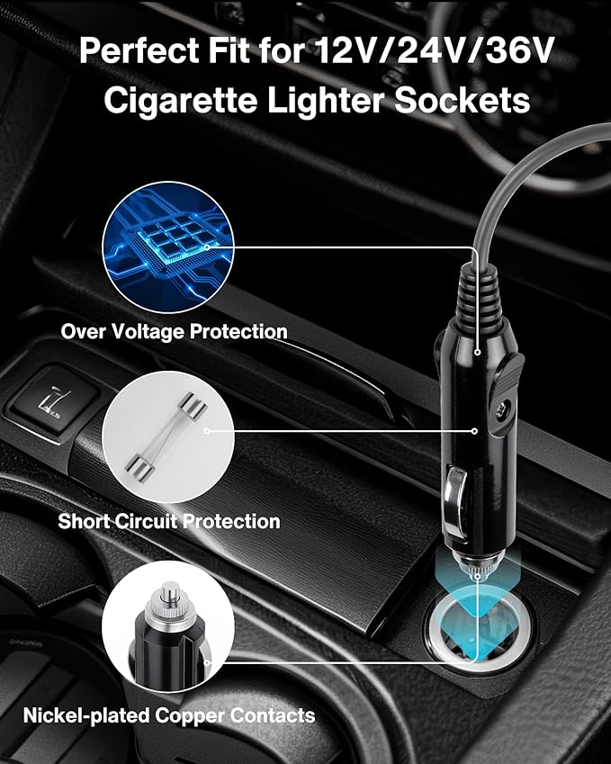 Car Charger to DC Female Adapter 60W Output for Starlink Mini, Compatible with 12V/24V/36V Cigarette Lighter and DC Waterproof Barrel Jack, Car Charger Converter for Car, RV, Truck, Boat