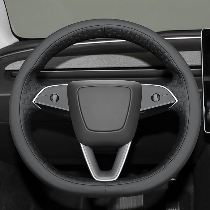 MEWANT DIY Stitching 3D Style Steering Wheel Cover Wrap for Tesla Model 3 Highland 2023-2025/Model Y 2025 Highland for Tesla Model 3/Model Y Accessories(3D Style)
