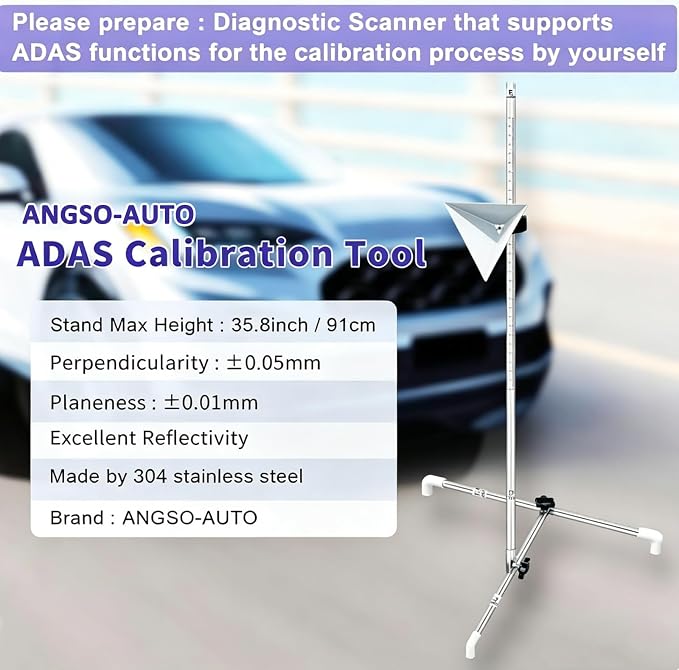 ADAS Calibration Tool Include Stand Marked with 0-30cm Measurement with Large Radar Aiming Corner Reflector Target Tool Compatible with Honda, Toyota, Mazda, Kia, Ford, GM and Hyundai